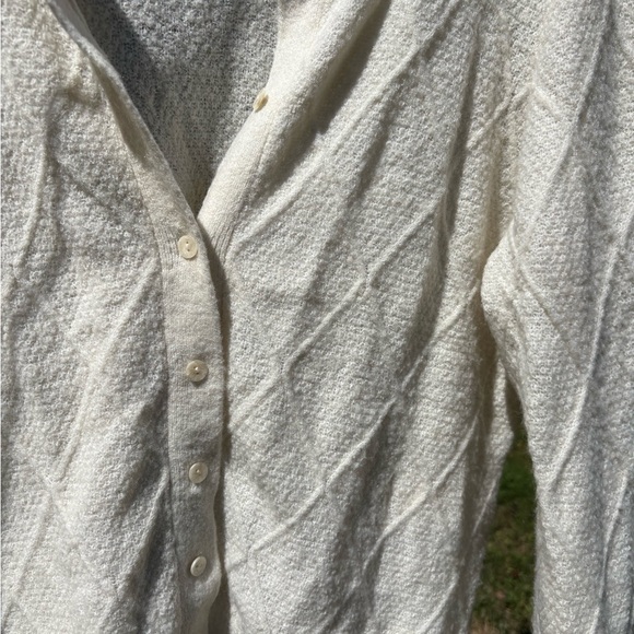 Lucky Brand Cream knit pointelle sweater Button-Up Cardigan size large - Picture 5 of 5